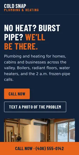 Sample design for a plumbing company, on a phone.