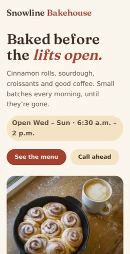 Sample design for a bakery, on a phone.